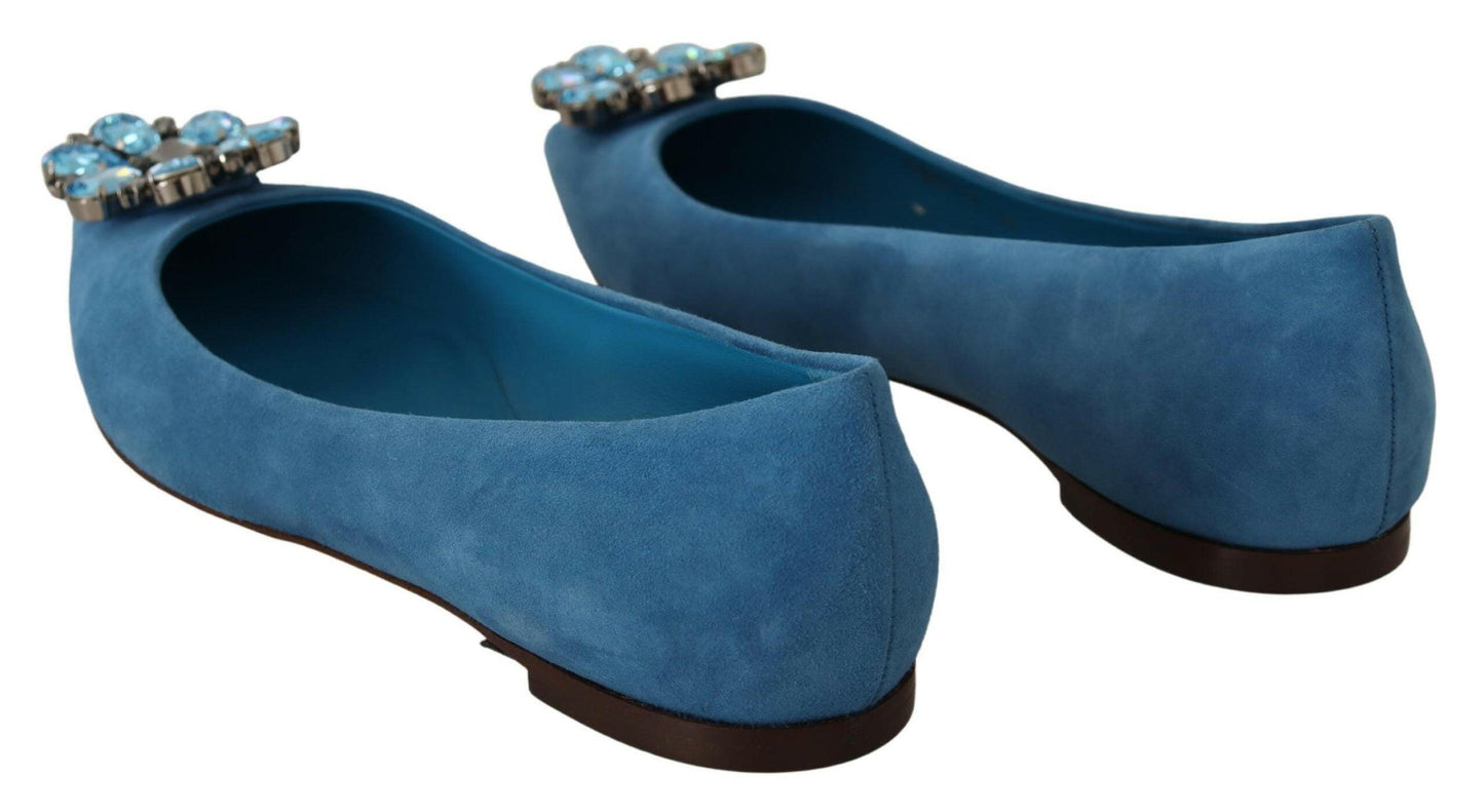 Dolce &amp; Gabbana Blaue Wildleder-Loafer mit Kristallen