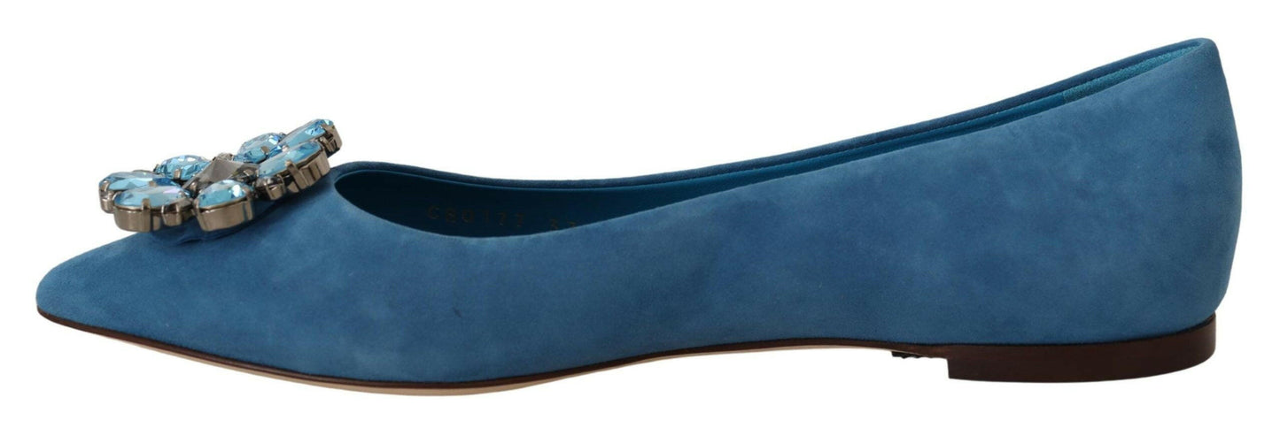 Dolce &amp; Gabbana Blaue Wildleder-Loafer mit Kristallen