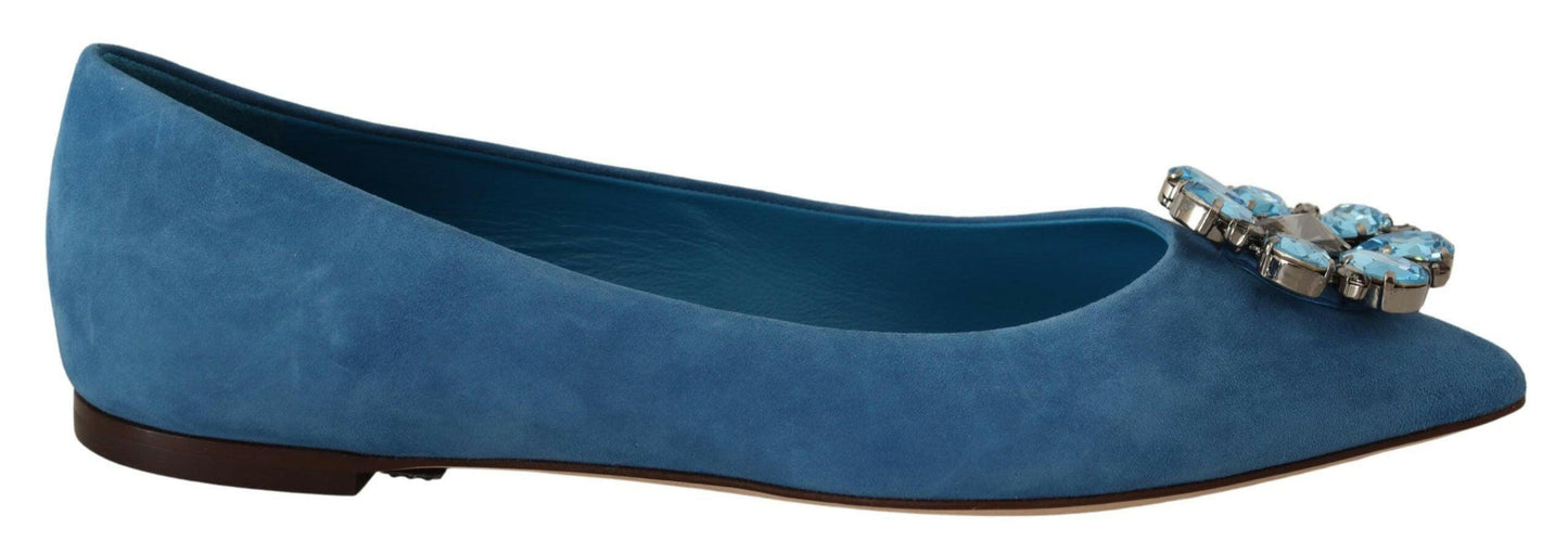 Dolce &amp; Gabbana Blaue Wildleder-Loafer mit Kristallen