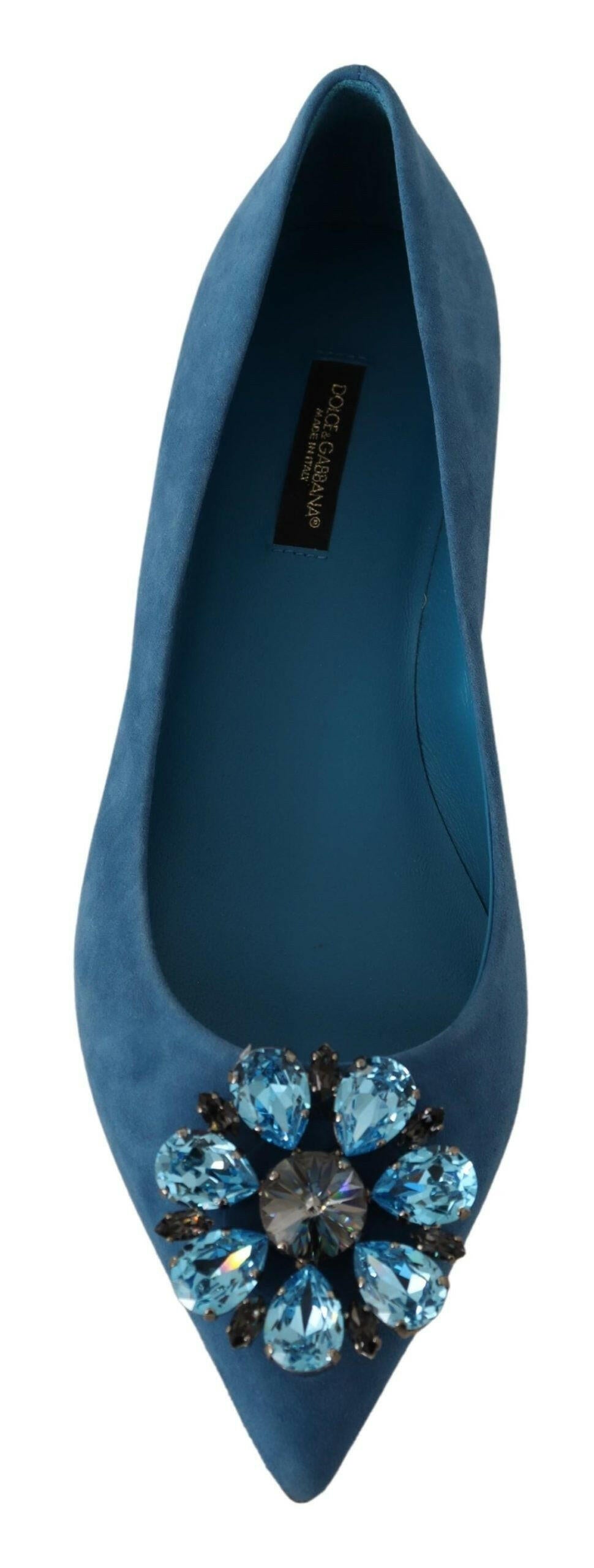 Dolce &amp; Gabbana Blaue Wildleder-Loafer mit Kristallen