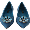 Dolce &amp; Gabbana Blaue Wildleder-Loafer mit Kristallen