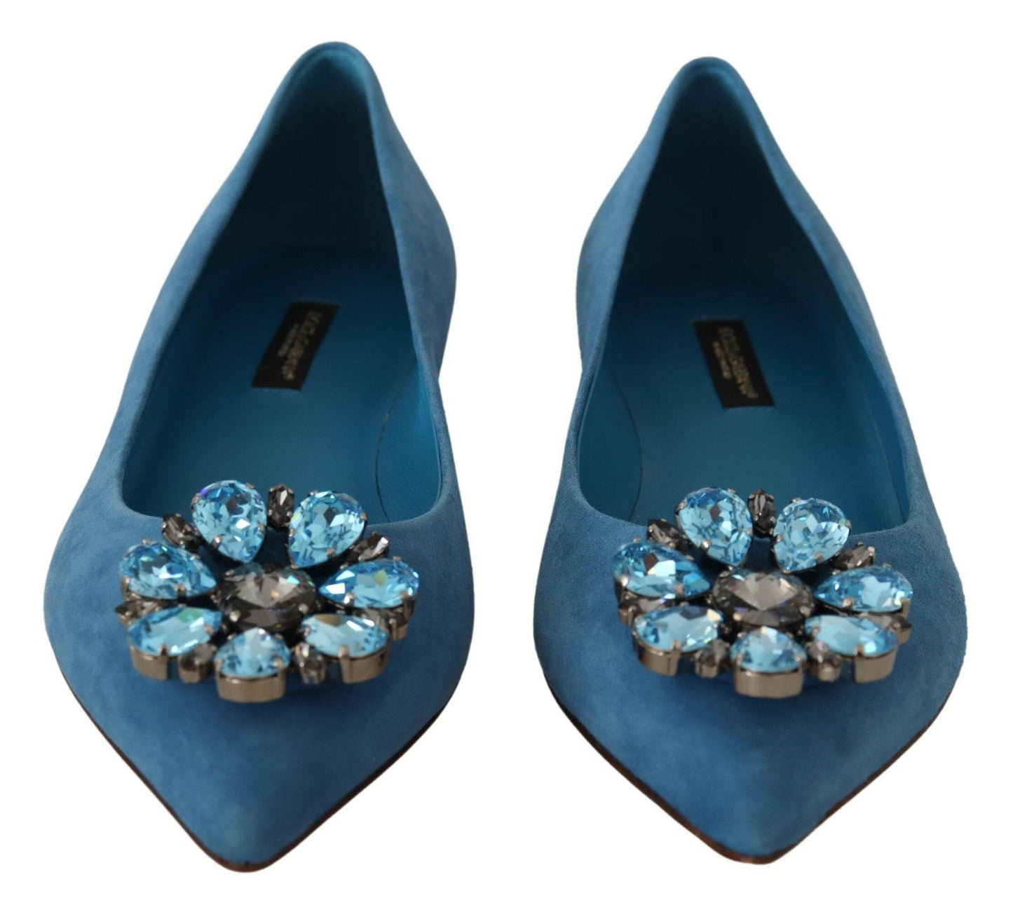 Dolce &amp; Gabbana Blaue Wildleder-Loafer mit Kristallen
