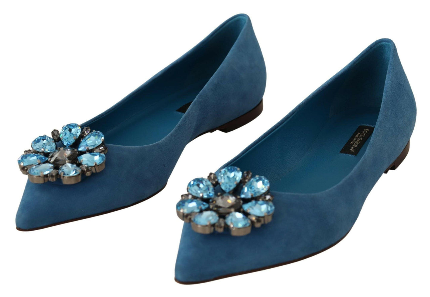 Dolce &amp; Gabbana Blaue Wildleder-Loafer mit Kristallen
