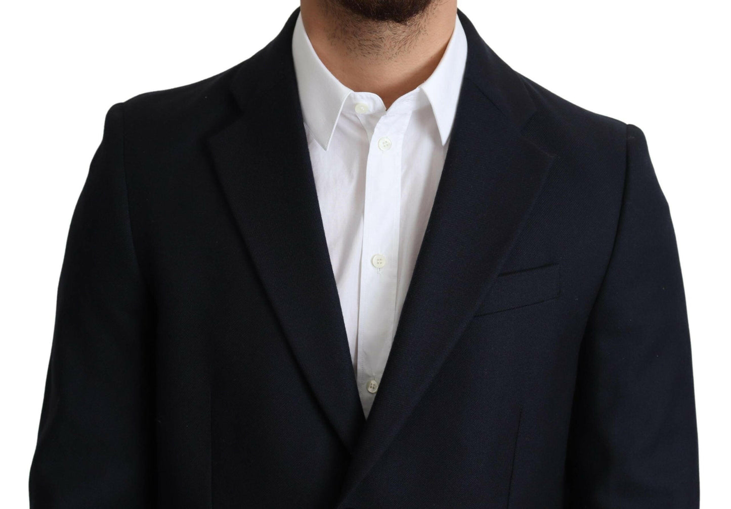 Dolce &amp; Gabbana Dunkelblaue einreihige Wollmanteljacke