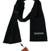 Missoni Black 100% Wool Unisex Neck Wrap Fringes Logo Scarf