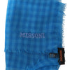 Missoni Blue Checkered Cashmere Unisex Wrap Fringes Scarf