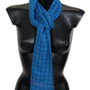 Missoni Blue Checkered Cashmere Unisex Wrap Fringes Scarf