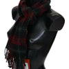 Missoni Black Red Check Wool Unisex Neck Wrap Fringes Scarf