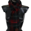 Missoni Black Red Check Wool Unisex Neck Wrap Fringes Scarf