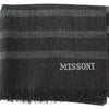 Missoni Grau gestreifter Unisex-Halswickelschal aus Wolle mit Fransen