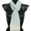 Missoni Blue White Lined Cashmere Unisex Wrap Scarf