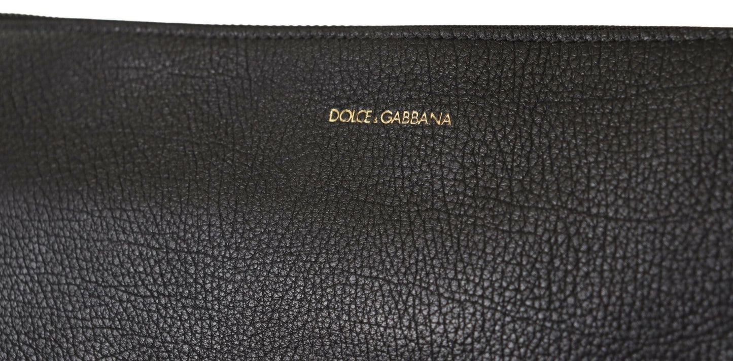 Dolce &amp; Gabbana Élégant sac bandoulière en cuir noir