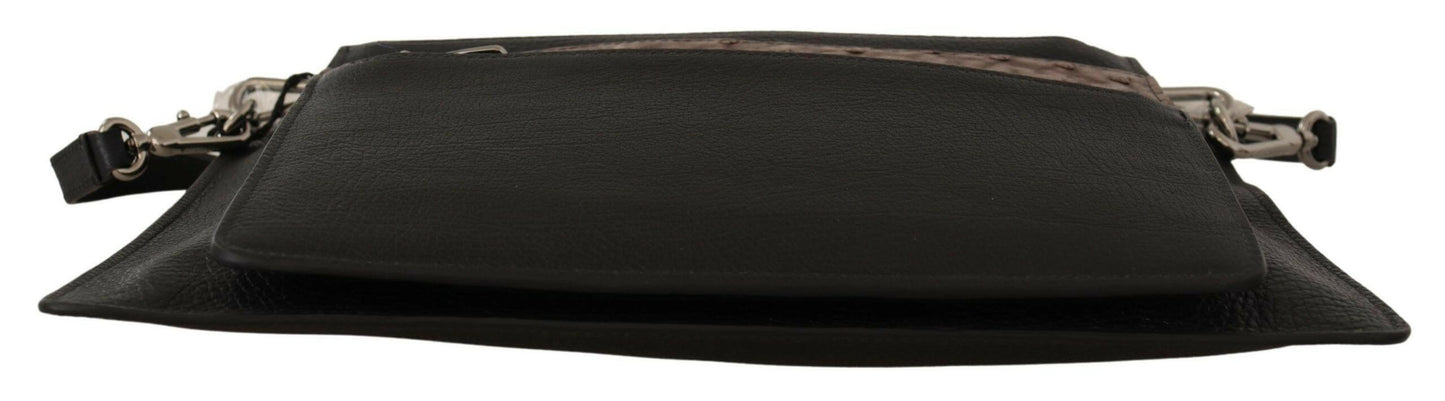 Dolce &amp; Gabbana Élégant sac bandoulière en cuir noir