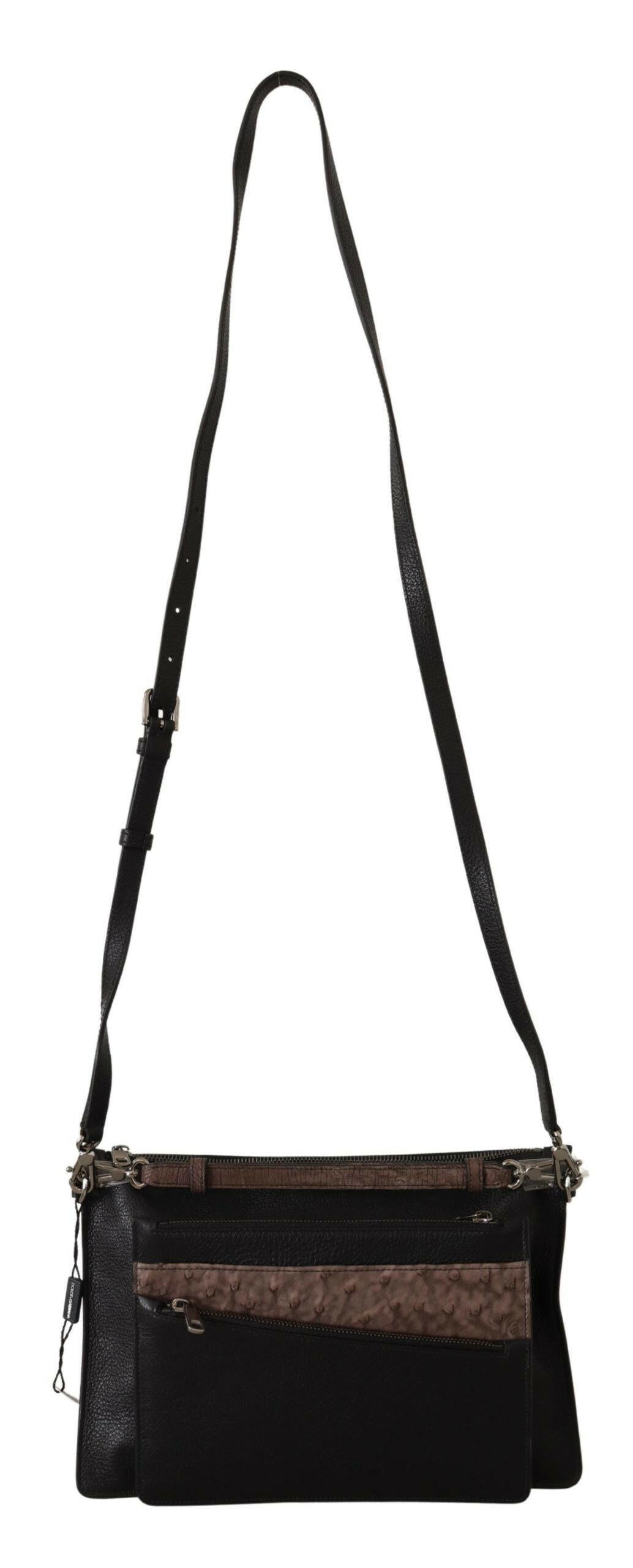 Dolce &amp; Gabbana Élégant sac bandoulière en cuir noir