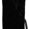 Dolce & Gabbana Black Velvet Quilt Drawstring Logo Plaque Pouch Bag