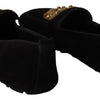 Dolce &amp; Gabbana – Loafer aus schwarzem Leder mit Kristall- und Goldkrone