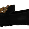 Dolce &amp; Gabbana – Loafer aus schwarzem Leder mit Kristall- und Goldkrone