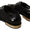 Dolce & Gabbana Black Leather Broques Sheer Wingtip Shoes