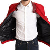 Dolce & Gabbana Red Brocade Bomber Gold Crown Logo Coat Jacket