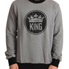 Dolce & Gabbana Gray Crown King Cotton Pullover Sweater
