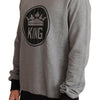 Dolce & Gabbana Gray Crown King Cotton Pullover Sweater
