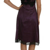 Dolce & Gabbana Purple Silk Stretch Black Lace A-Line Dress