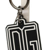 Dolce & Gabbana Black White DG Rubber Logo Silver Ring Keychain
