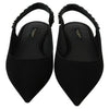 Dolce & Gabbana Black Flats Slingback Charmeuse Shoes
