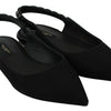 Dolce & Gabbana Black Flats Slingback Charmeuse Shoes