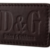 Dolce & Gabbana Brown Leather Logo Metal Ring Hook Keychain