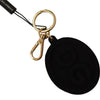 Dolce & Gabbana Black Rubber DG Logo Gold Brass Metal Keyring Keychain