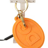 Dolce & Gabbana Orange Rubber DG Logo Gold Brass Metal Keychain