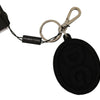Dolce & Gabbana Black Rubber DG Logo Silver Brass Metal Keychain