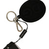 Dolce & Gabbana Black Rubber DG Logo Silver Brass Metal Keychain