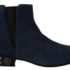 Dolce &amp; Gabbana – Stiefel aus blauem Wildleder mit Nietenverzierung