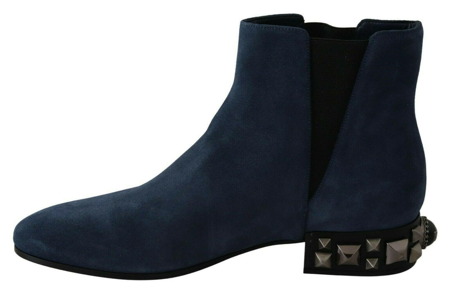 Dolce &amp; Gabbana – Stiefel aus blauem Wildleder mit Nietenverzierung