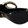 Escarpins élégants en velours noir brodés d'or Dolce &amp; Gabbana