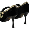Escarpins élégants en velours noir brodés d'or Dolce &amp; Gabbana