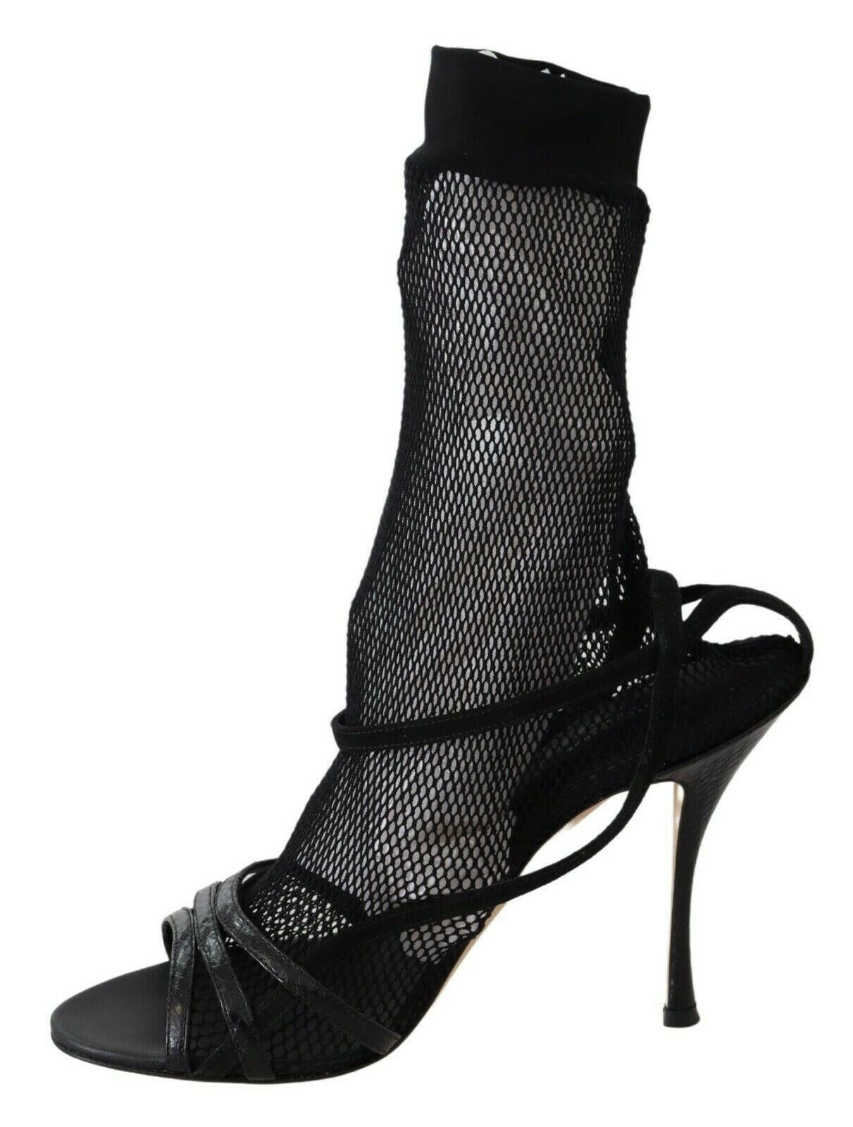 Sandales à talons aiguilles en maille noire chic Dolce &amp; Gabbana