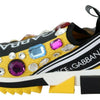 Dolce & Gabbana Yellow Multicolor Crystals Sneakers Shoes