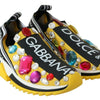 Dolce & Gabbana Yellow Multicolor Crystals Sneakers Shoes