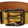 John Galliano Gold Genuine Leather Rustic Silver Buckle Waist Belt
