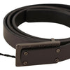 Costume National Dark Brown Leather Logo Buckle Belt