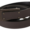 Costume National Dark Brown Leather Logo Buckle Belt