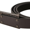 Costume National Dark Brown Leather Logo Buckle Belt