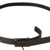 Costume National Dark Brown Leather Logo Buckle Belt