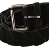 GF Ferre Black WX Silver Tone Buckle Waist Belt
