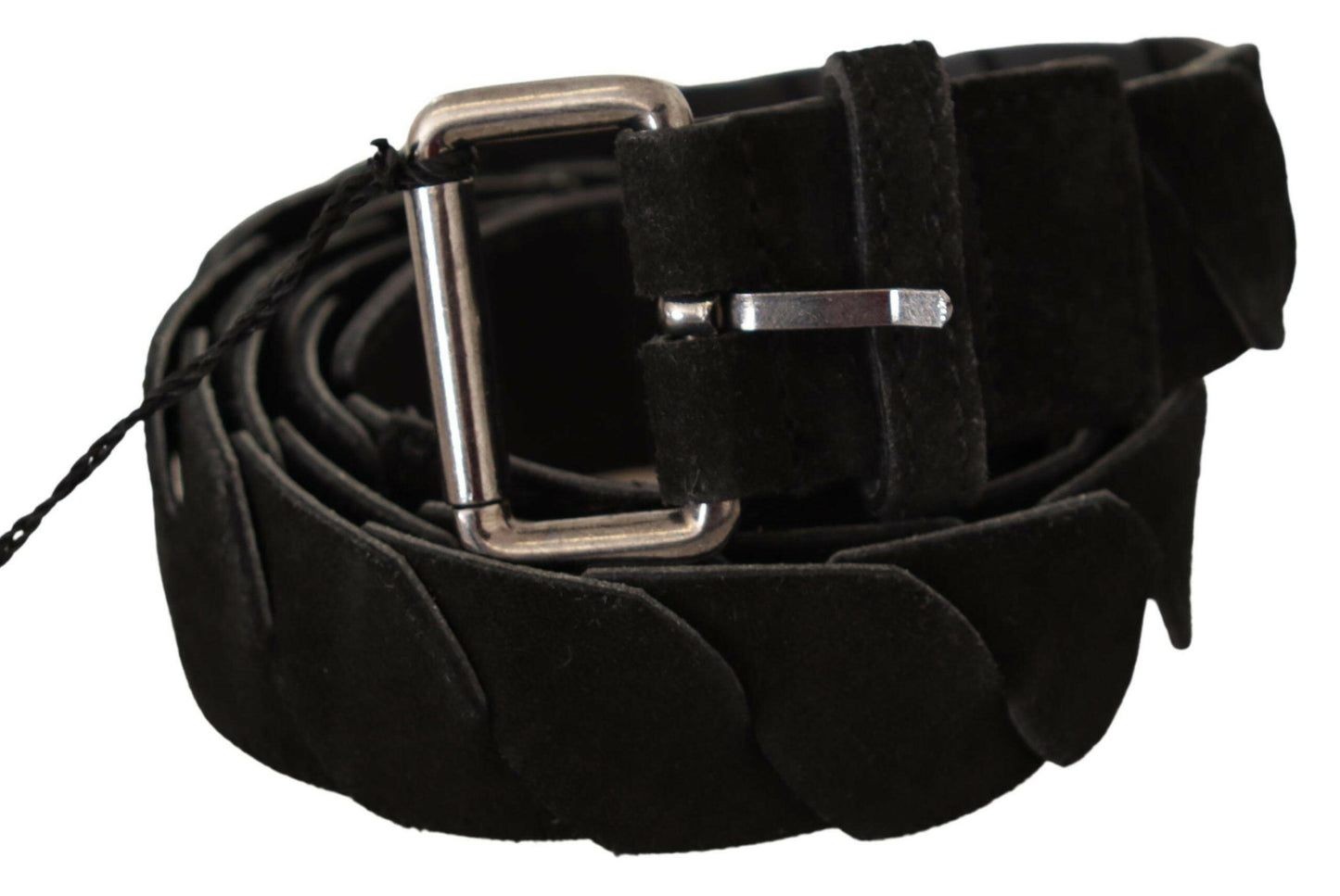 GF Ferre Black WX Silver Tone Buckle Waist Belt