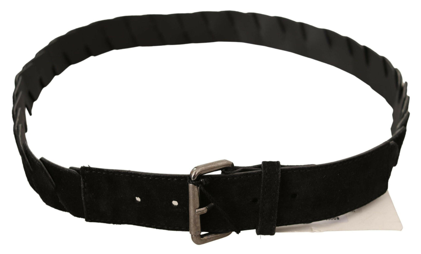 GF Ferre Black WX Silver Tone Buckle Waist Belt