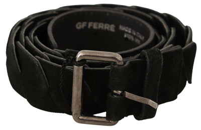 GF Ferre Black WX Silver Tone Buckle Waist Belt